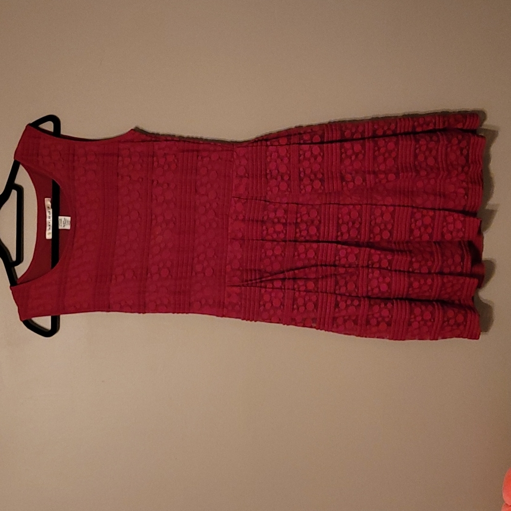 Max Studio Red Sleeveless Lace Dress